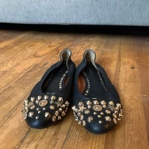 Black Givenchy gold-studded ballerina flats - 35.5